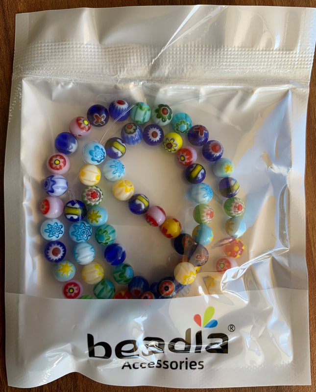 Round Millefiori beads
