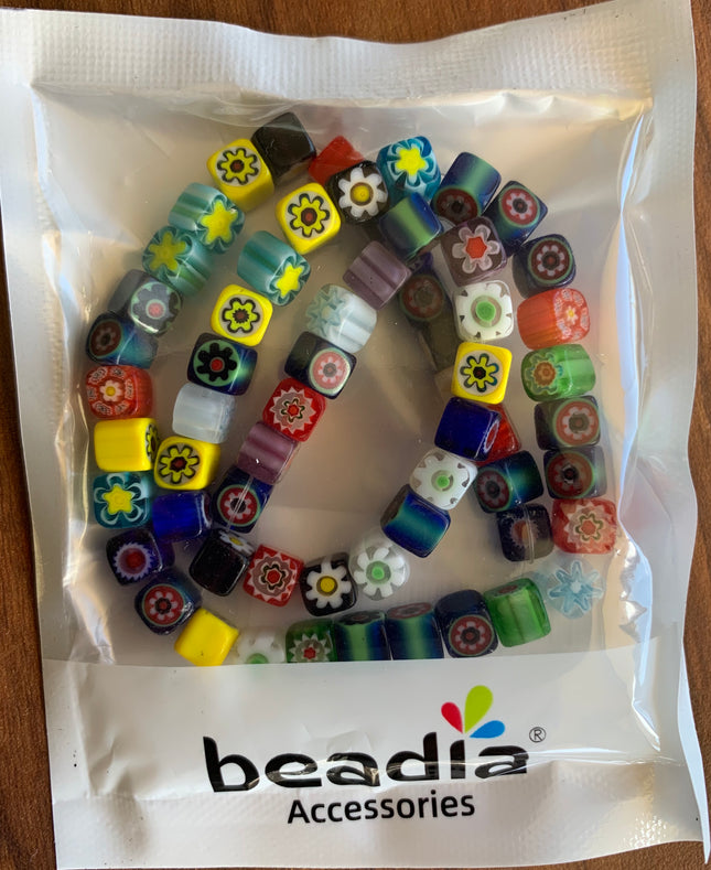 Square Millefiori beads